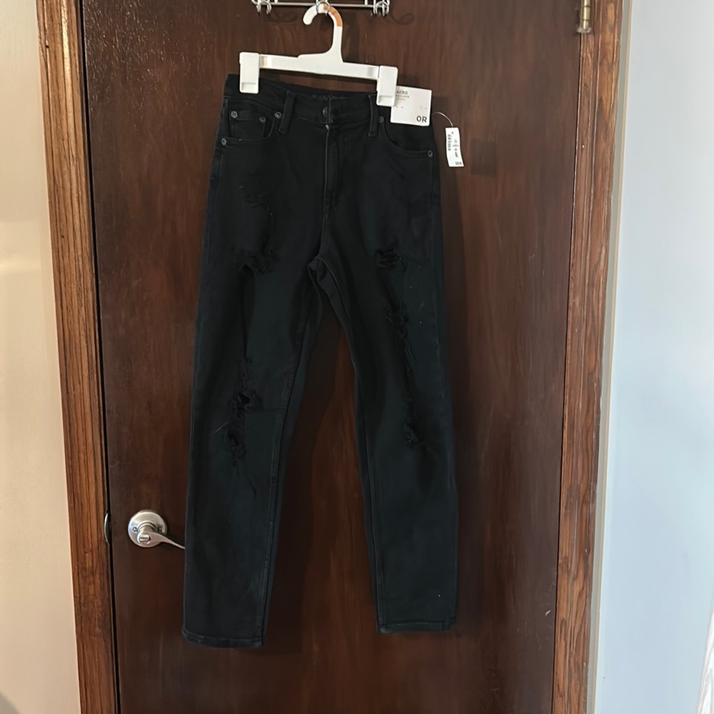 Aeropostale black ripped mom jeans in size 0